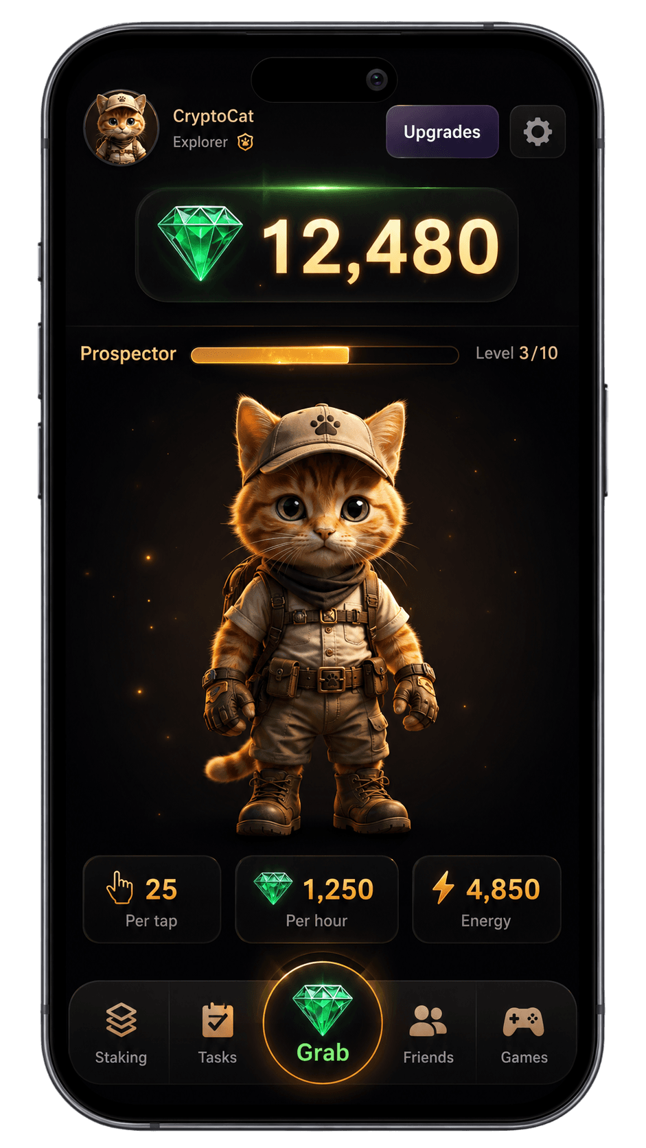 CryptoCat gameplay on a phone